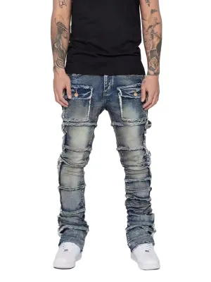 1984 Stretch Patch Layered Bootcut Stacked Jeans