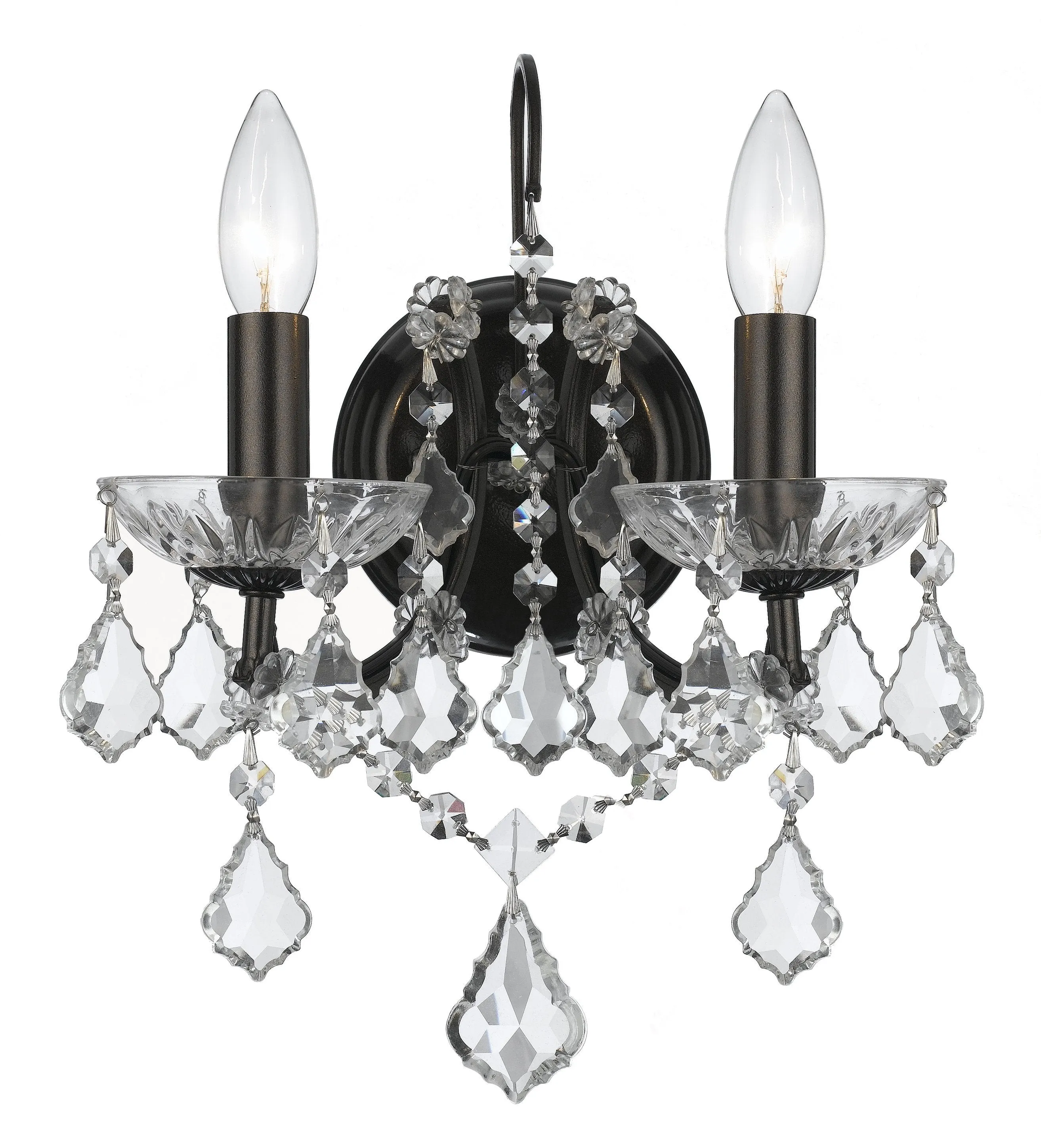 2 Light Vibrant Bronze Modern Sconce Draped In Clear Spectra Crystal - C193-4452-VZ-CL-SAQ