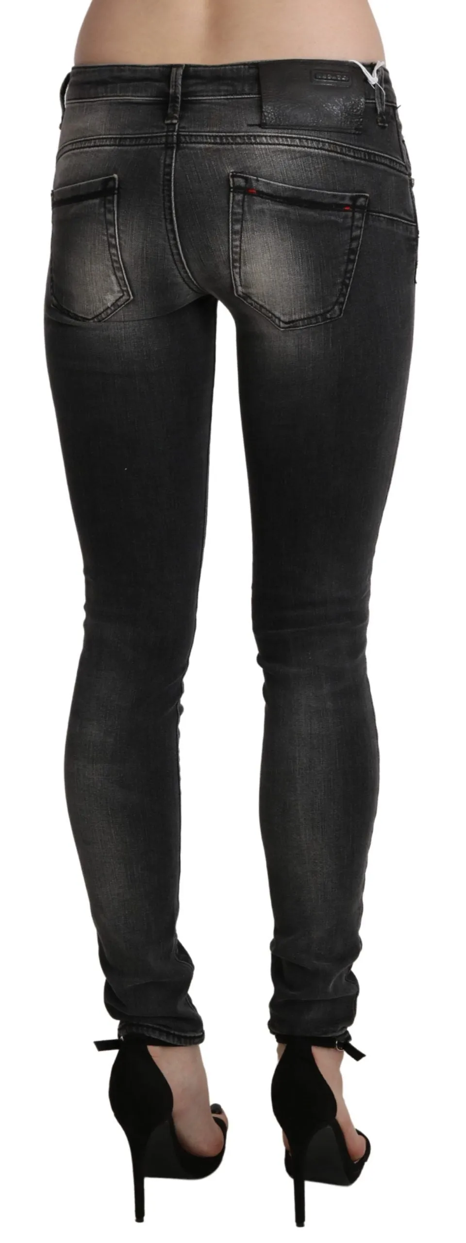 Acht Sleek Low Waist Skinny Denim in Black Wash