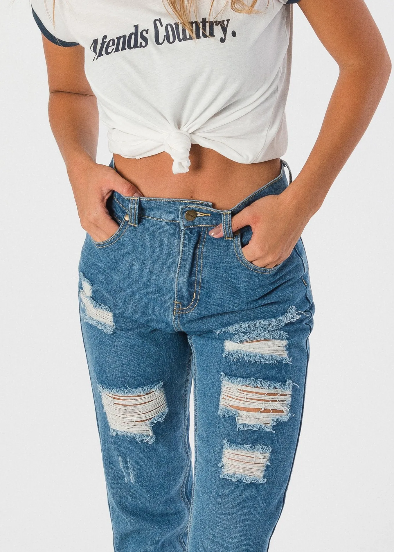 Afends Womens Ripped Luckies - High Waist Slim Jeans