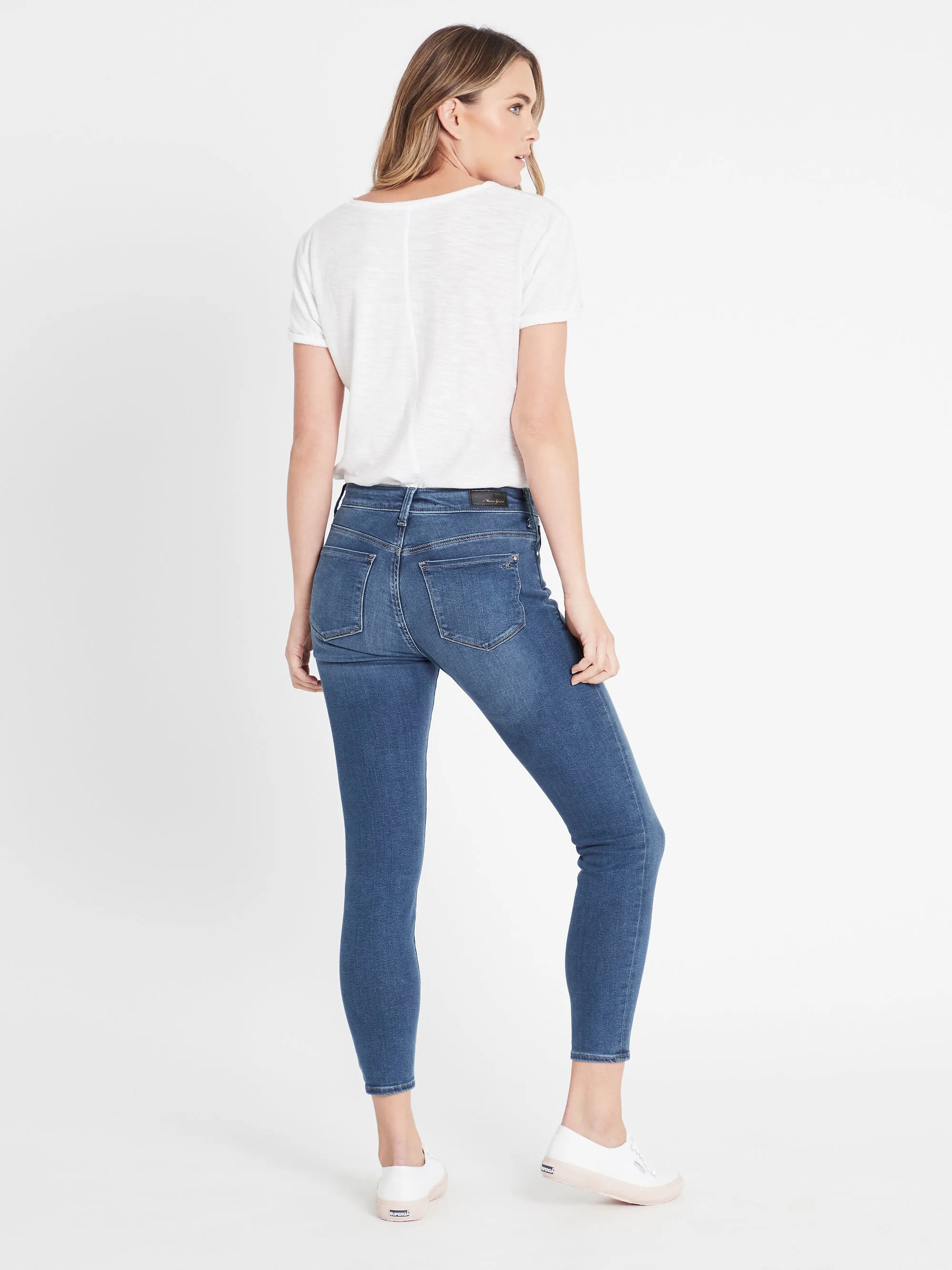 Alissa Ankle Skinny Jeans in Light Indigo Gold