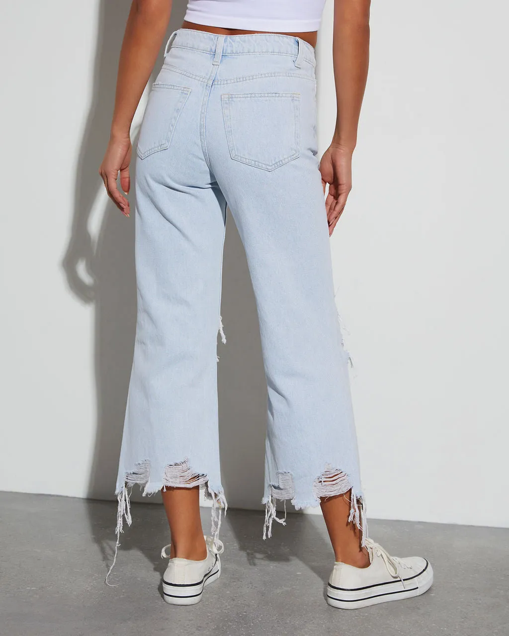 Alley Distressed Crop Kick Flare Jeans