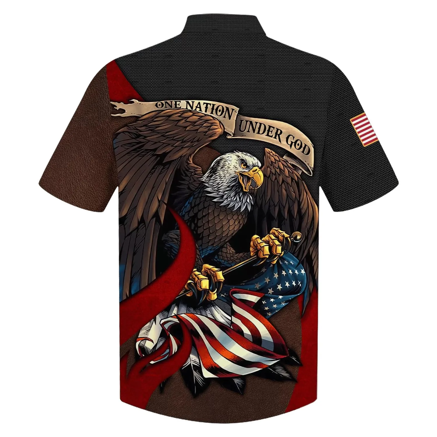 American Bald Eagle Flag Usa One Nation Under God Hawaiian Shirts - Christian Hawaiian Shirt - Hawaiian Summer Shirts