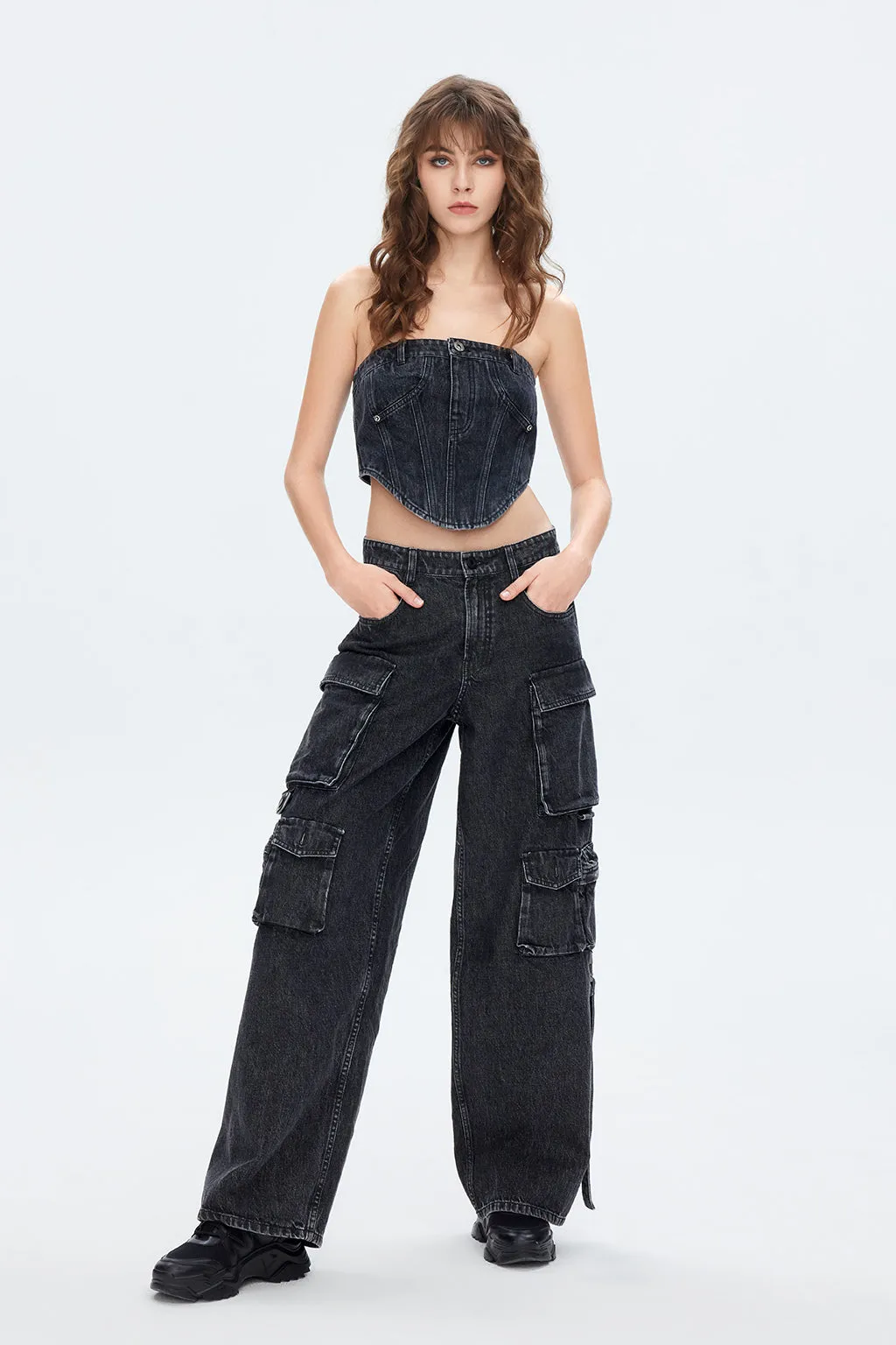 American Style Vintage Cargo Pockets Jeans