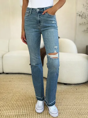 Bella Judy Blue Full Size Mid Rise Destroyed Hem Distressed Jeans