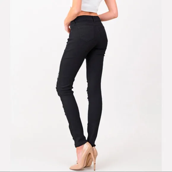 Black Distressed Skinny Jeans