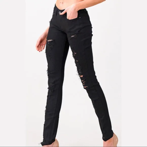 Black Distressed Skinny Jeans