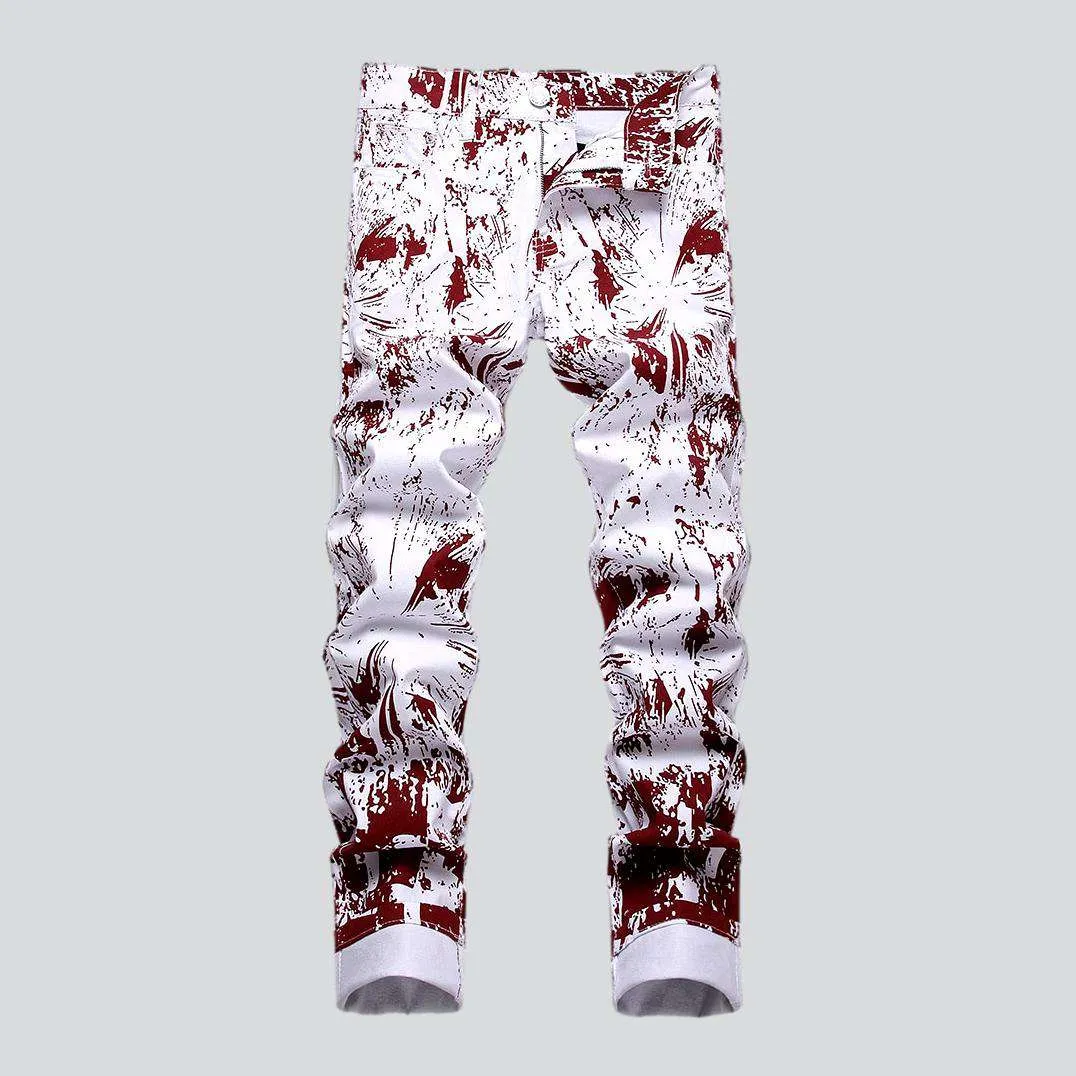 Bordo print white men jeans