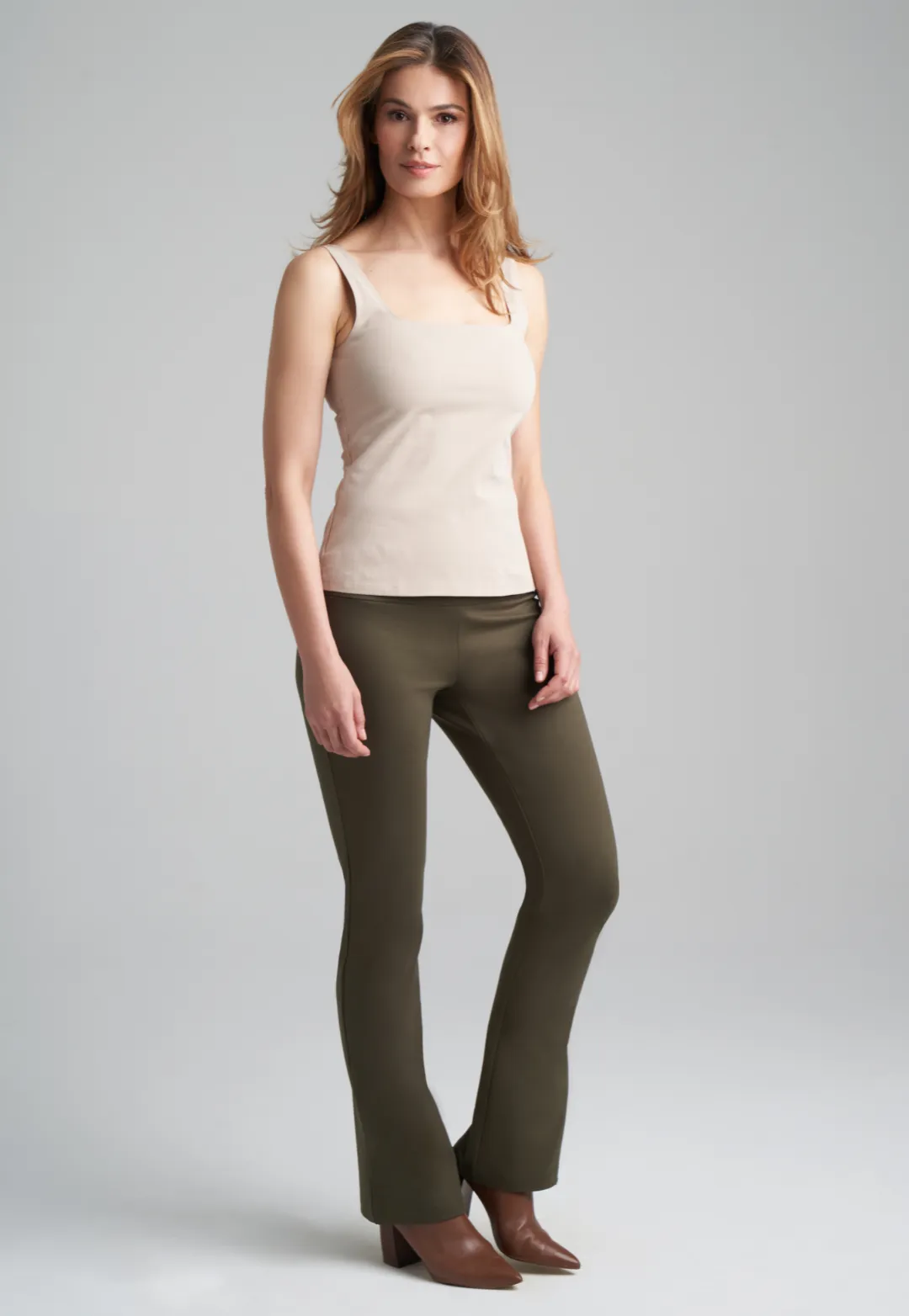 Caterina Italian Stretch Tank Top in Khaki