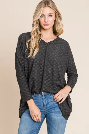 Checkered Long Sleeve V-Neck T-Shirt