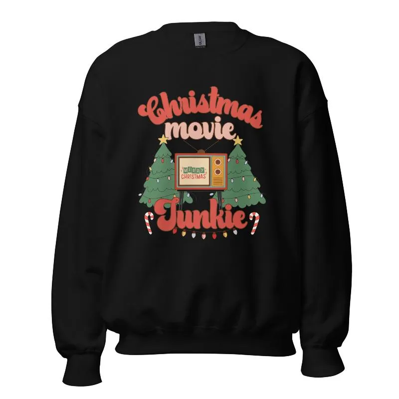 Christmas Movie Junkie Crewneck Pullover Sweatshirt