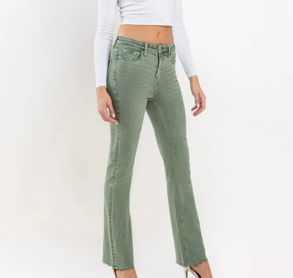 Colored Stretch Denim-Olive