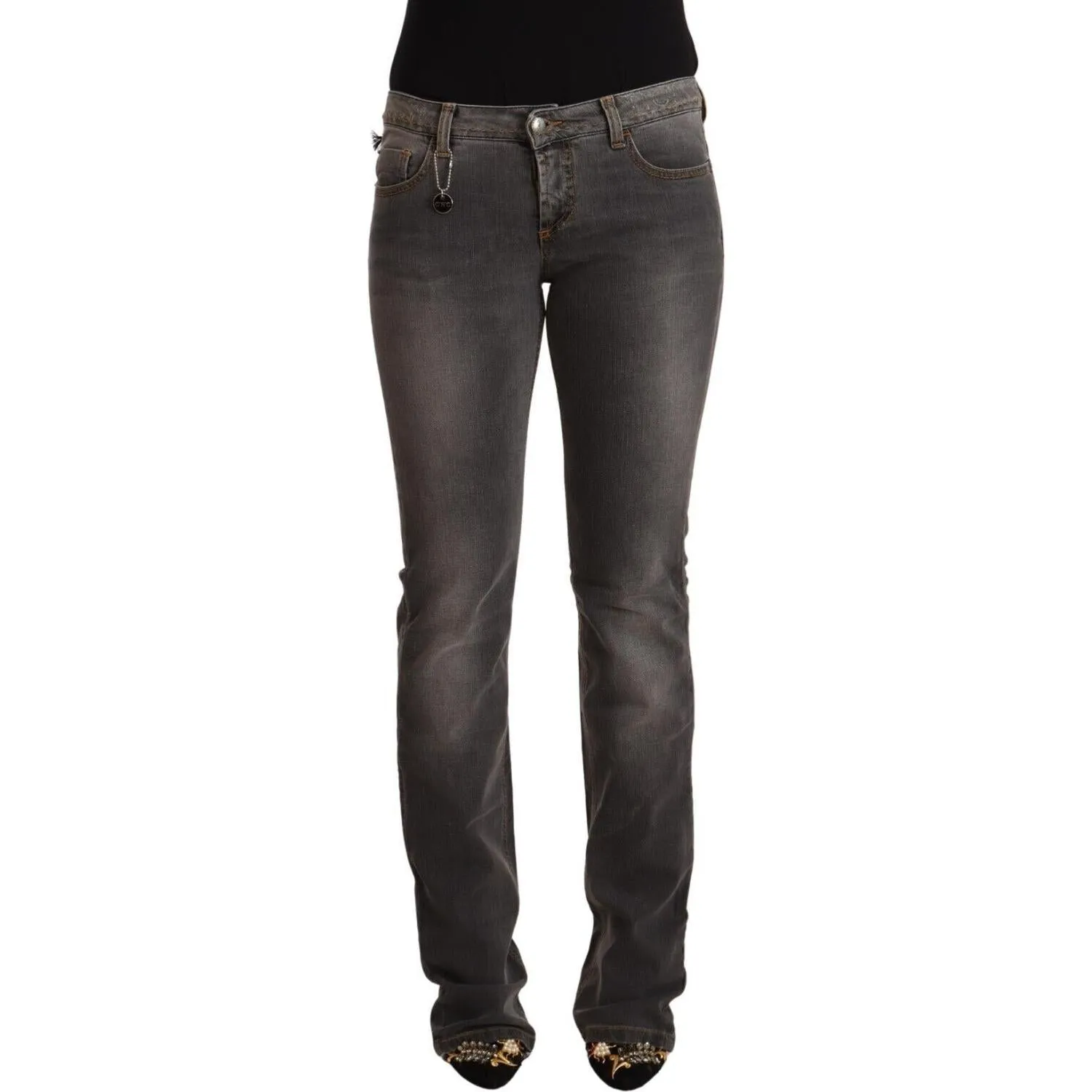 Costume National Chic Gray Low Waist Skinny Denim