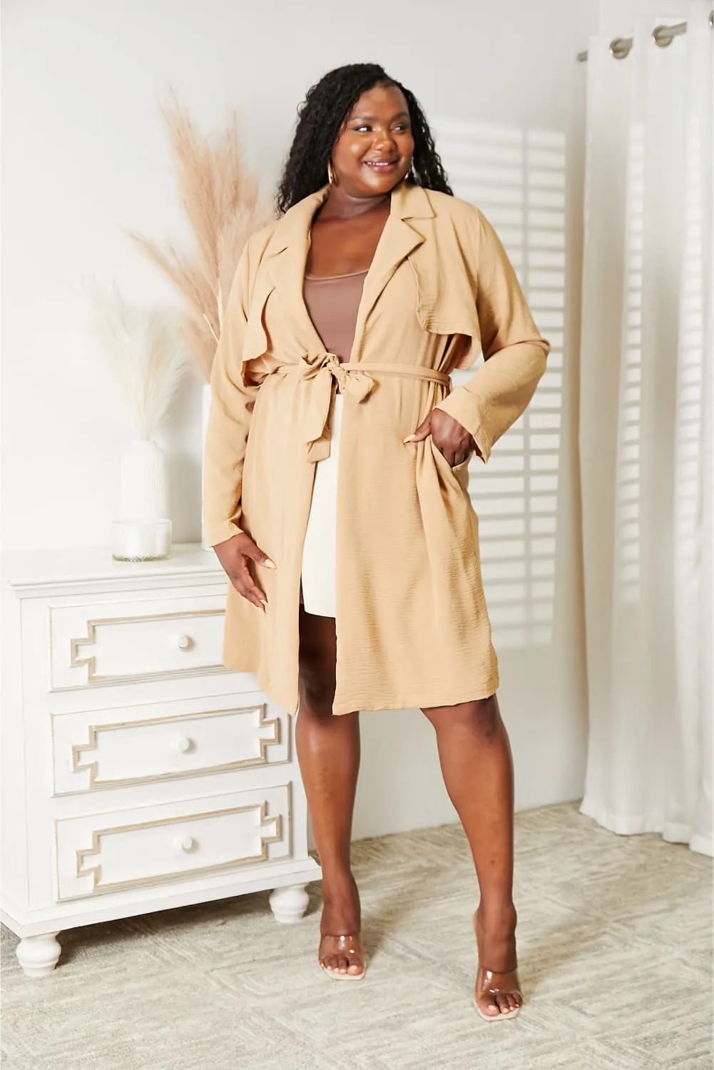 Culture Code Tied Trench Coat with Pockets