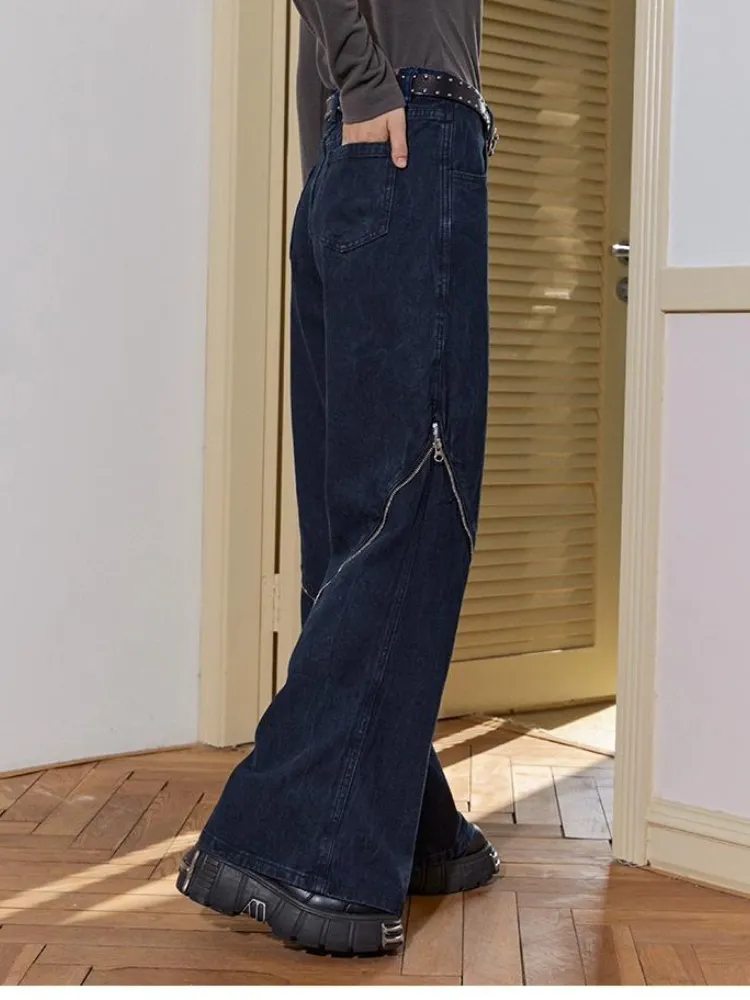 Dark blue bootcut jeans【s0000003687】