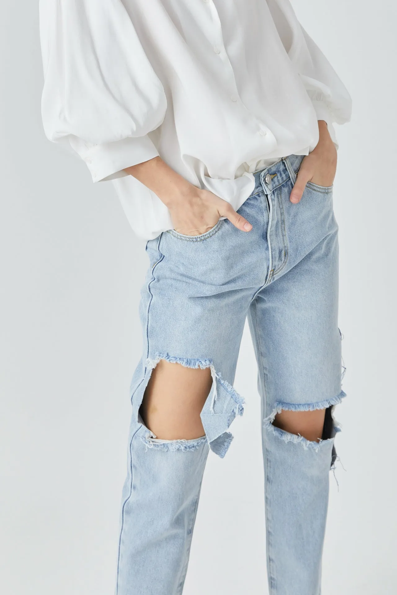 Destroyed High Waisted Skinny Jeans