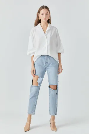 Destroyed High Waisted Skinny Jeans