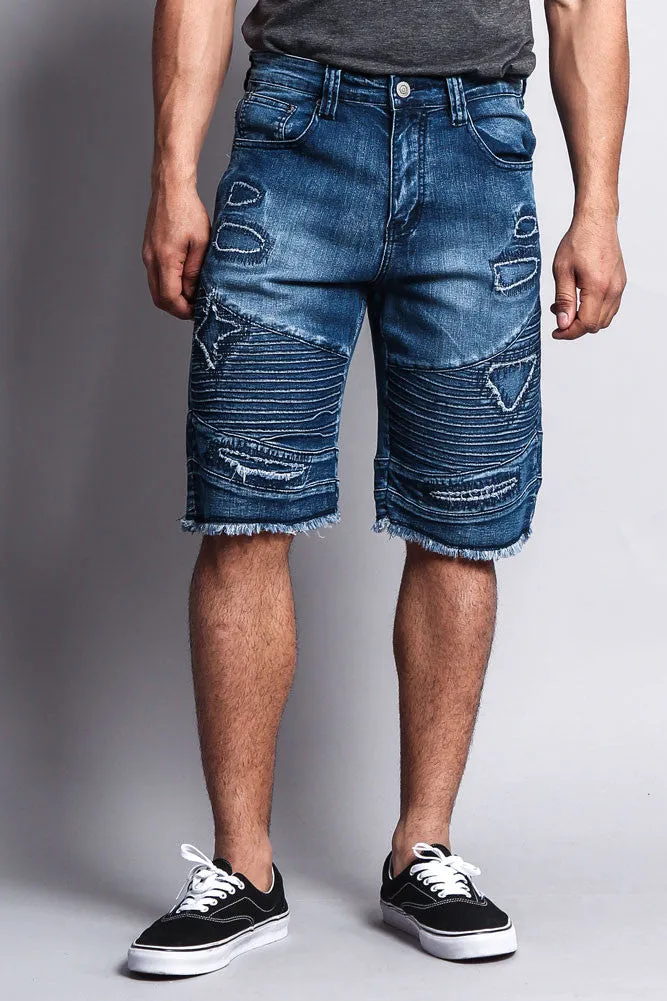 Distressed Biker Denim Shorts