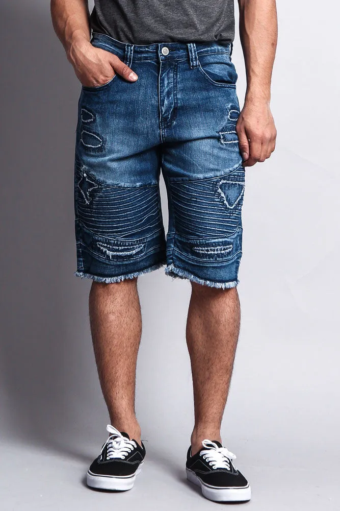 Distressed Biker Denim Shorts