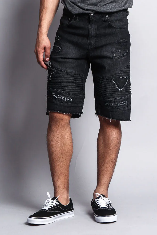 Distressed Biker Denim Shorts