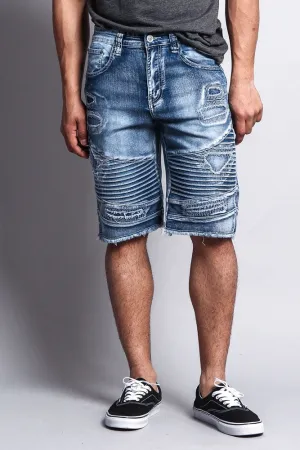 Distressed Biker Denim Shorts