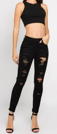 Distressed Black Jeans