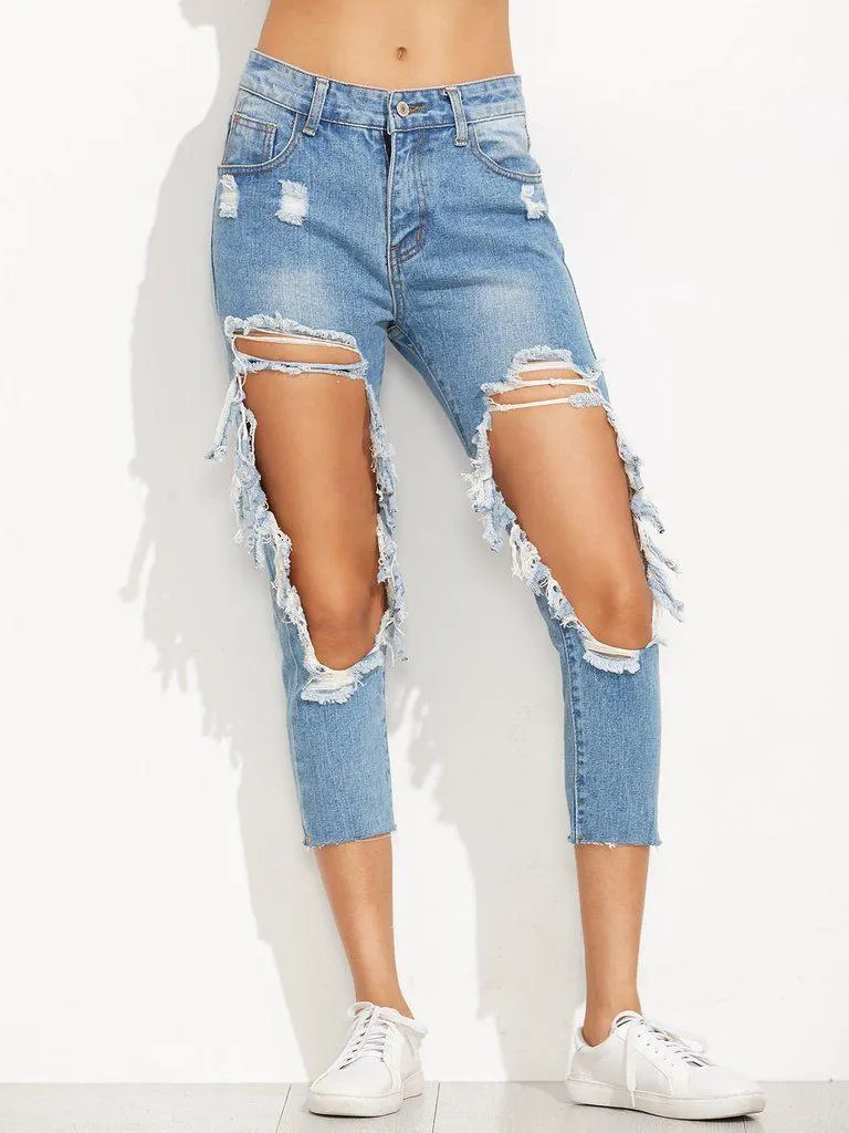 Extreme Distressed Knees Jeans