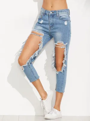 Extreme Distressed Knees Jeans