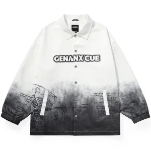 Fantasy Graffiti Gradient Print Lapel Couple Jacket