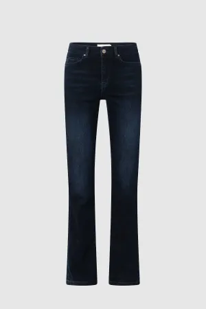 Flared Denim Jeans in Dark Blue Denim