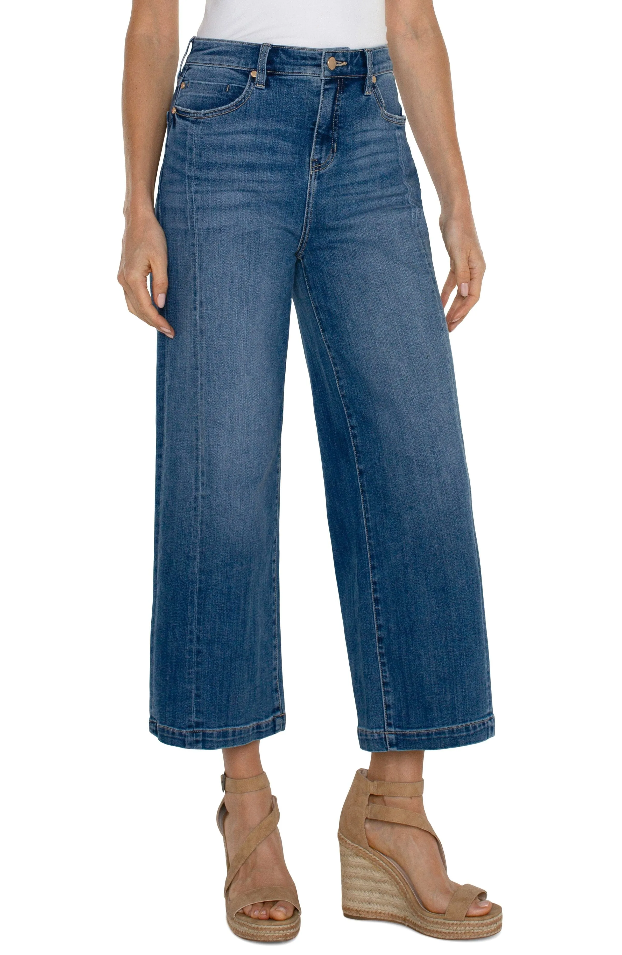 FRONT SEAM HIGH RISE WIDE LEG JEAN