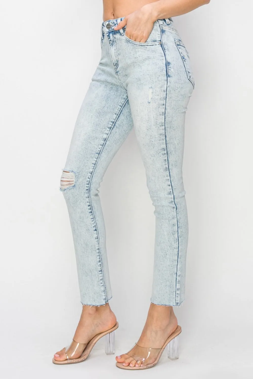 Full Size High Rise Distressed Skinny Jeans