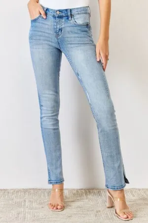 Full Size Mid Rise Y2K Slit Bootcut Jeans