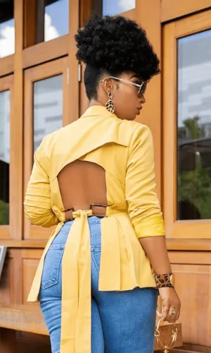 Go Getter | Cut Out Back Blazer - Mustard