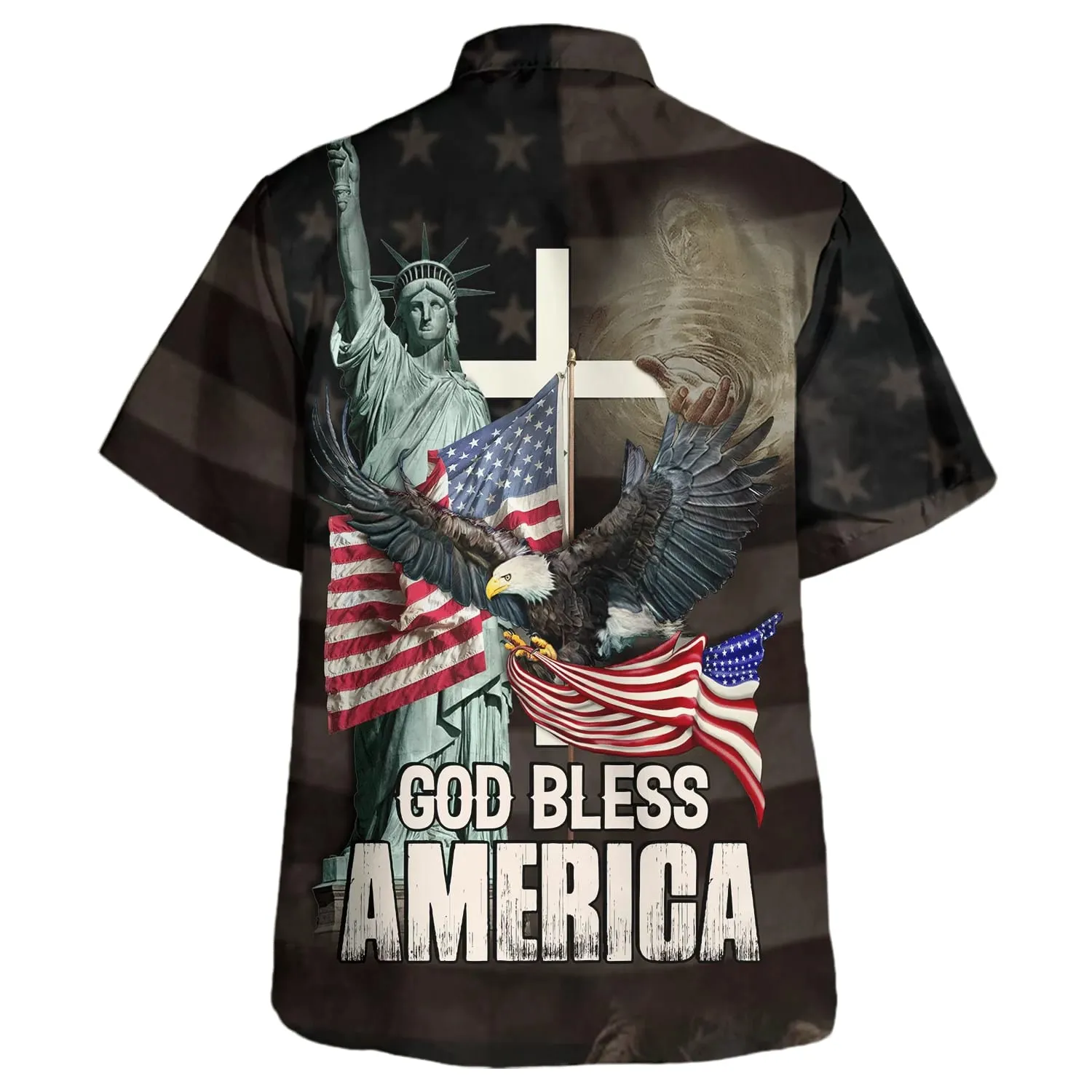 God Bless American Jesus Eagle Hawaiian Shirt - Christian Hawaiian Shirt - Religious Hawaiian Shirts