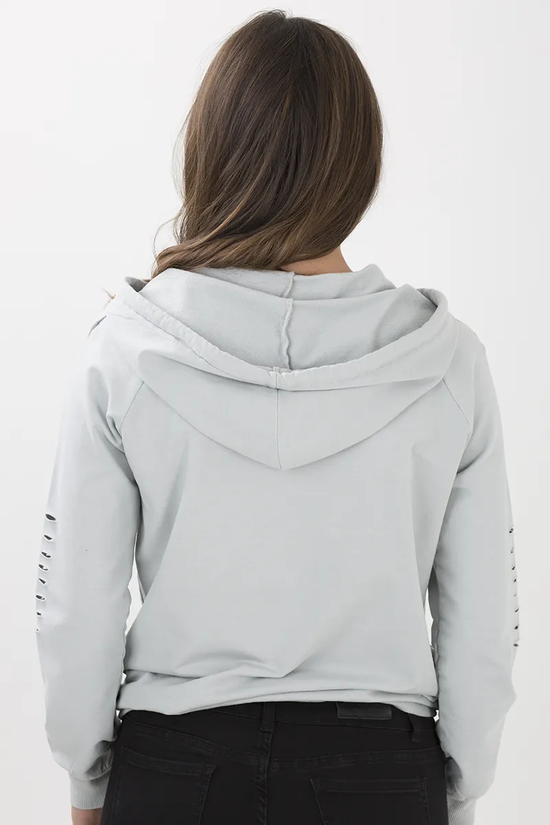 Grey Distressed Hoodie - Kiera