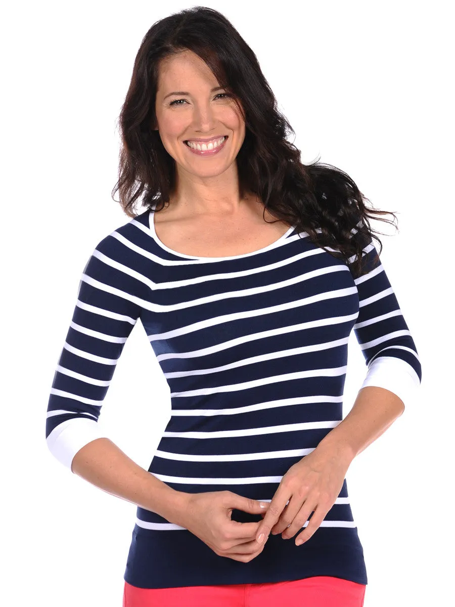 Hampton Stripe 3/4 Sleeve (502Q)