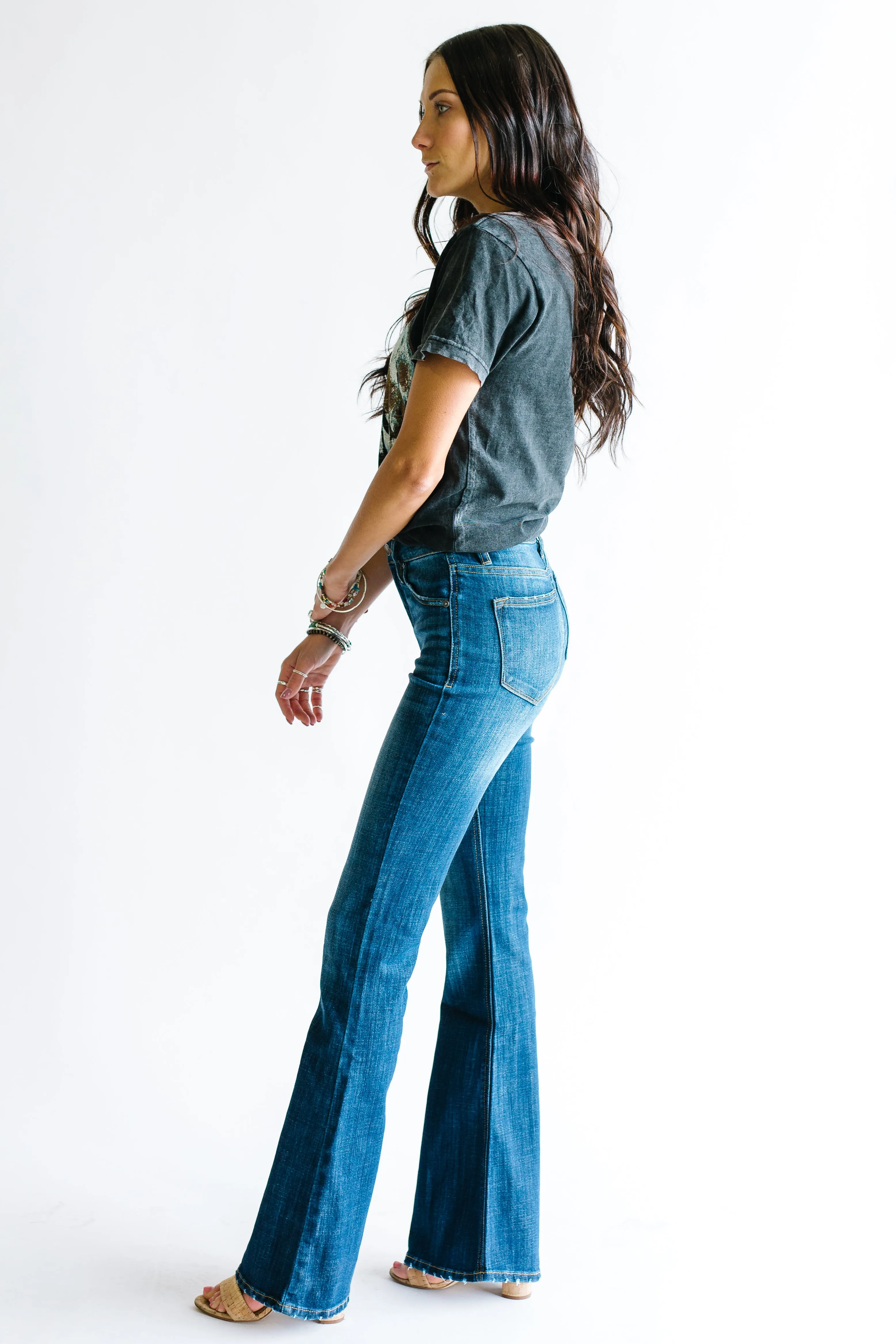 Have It All Dark Wash Kancan Flare Petite/Regular Sizing