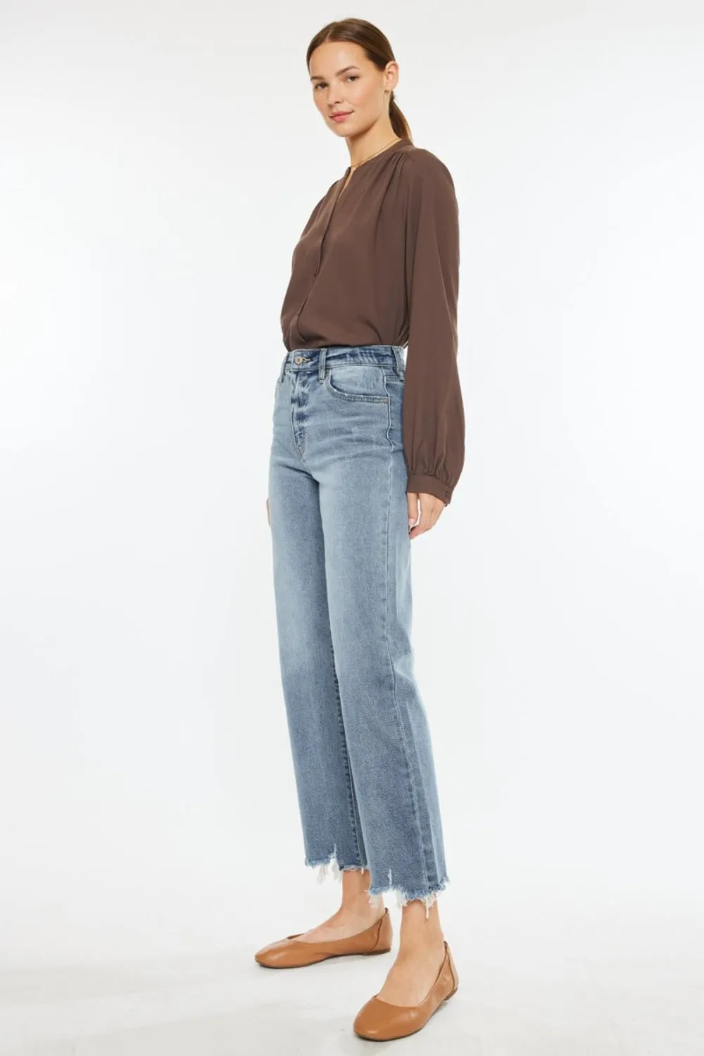 High Rise Slim Wide Leg Jeans