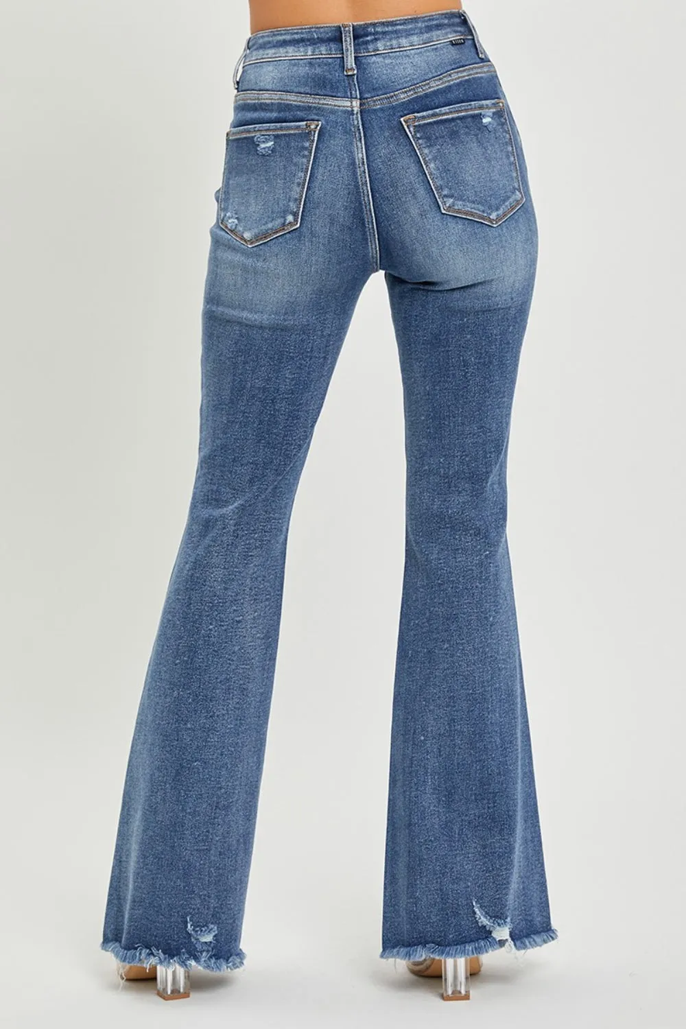 High Waist Distressed Flare Jeans