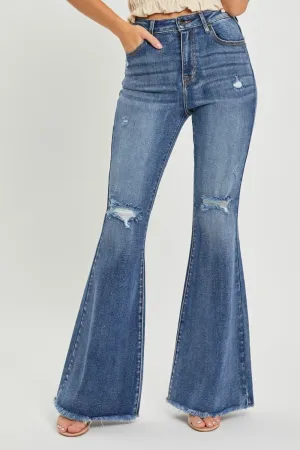 High Waist Distressed Flare Jeans