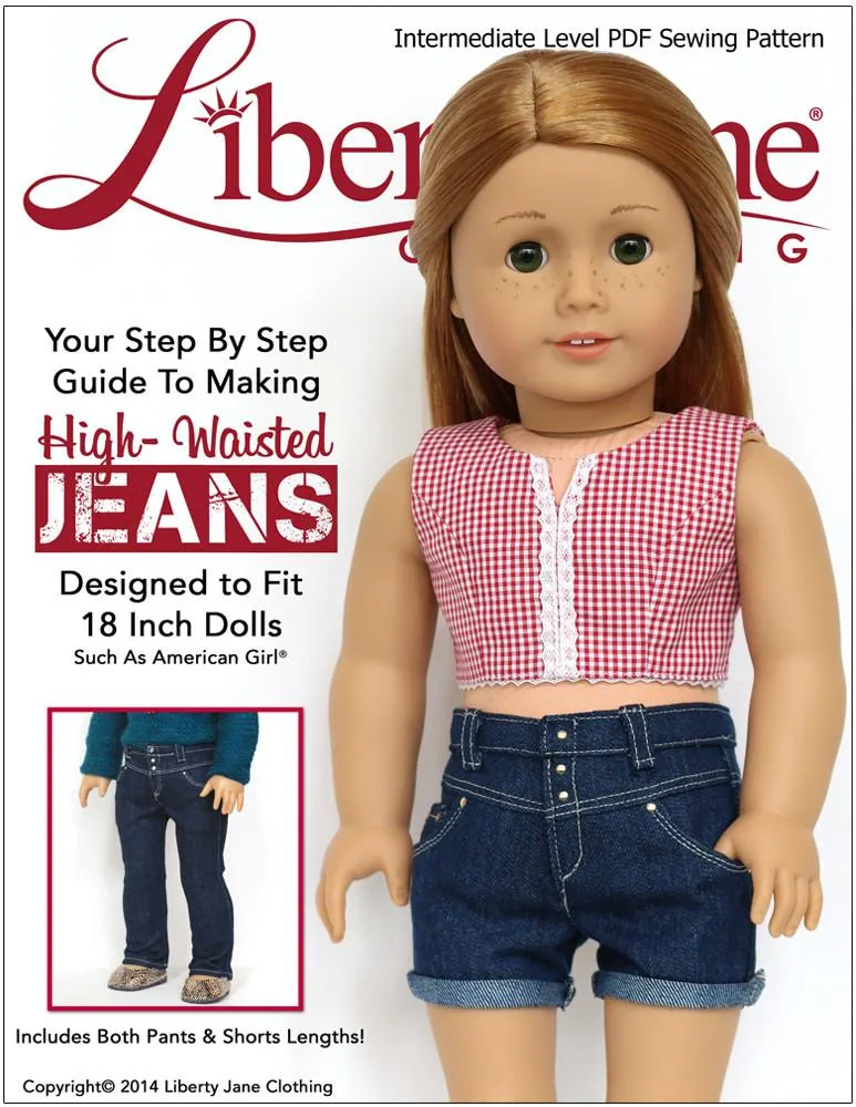 High-Waisted Jeans 18" Doll Clothes Pattern