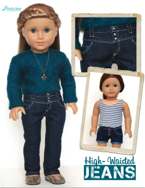 High-Waisted Jeans 18" Doll Clothes Pattern