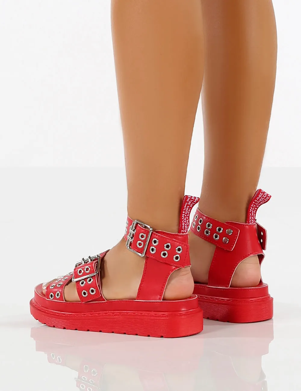 Hype Red Chunky Studded Sandals