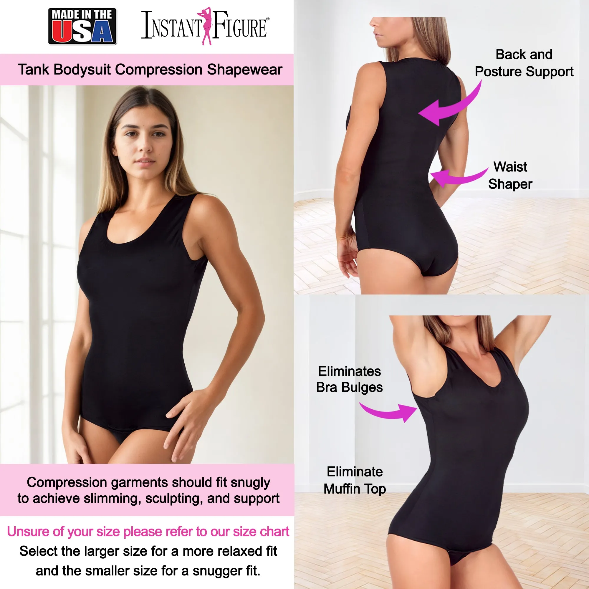 InstantFigure Tank Bodysuit Plus Size Shapewear WB4033C