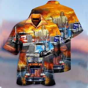 Jesus Blesses Truckers Hawaiian Shirt - Christian Hawaiian Shirts For Men & Women