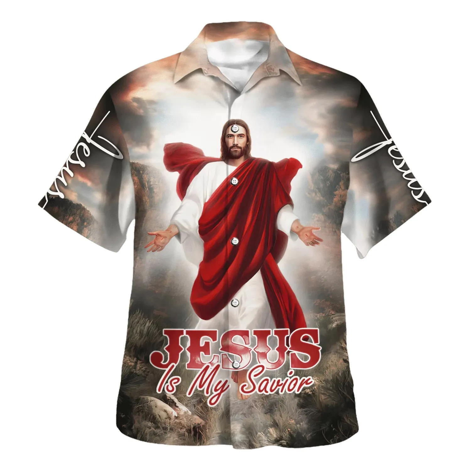 Jesus Is My Savior Put Out His Hand Hawaiian Shirt - Christian Hawaiian Shirt - Best Hawaiian Shirts