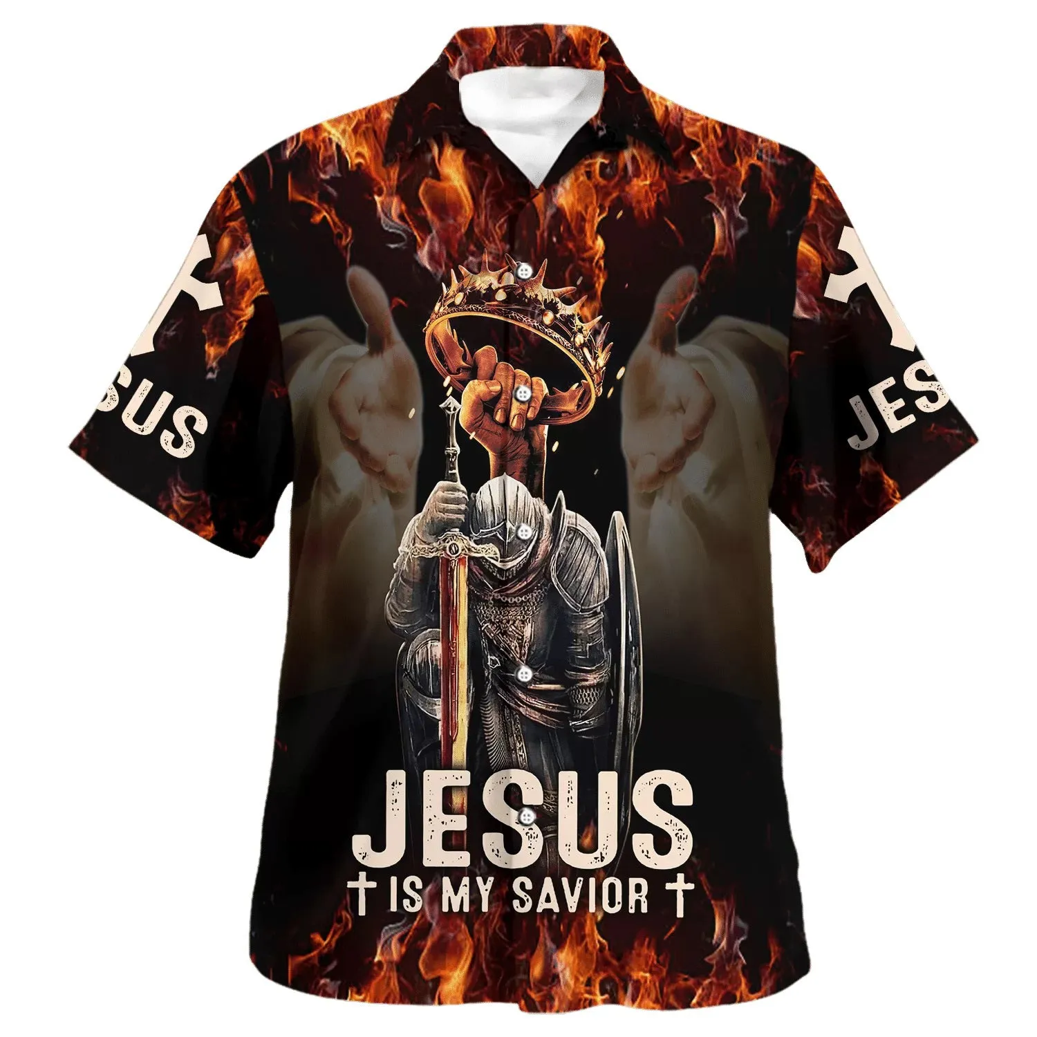 Jesus Is My Savior Warrior Hawaiian Shirt - Christian Hawaiian Shirt - Religious Hawaiian Shirts