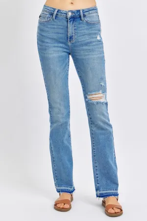 Judy Blue Full Size Mid Rise Destroyed Hem Distressed Jeans