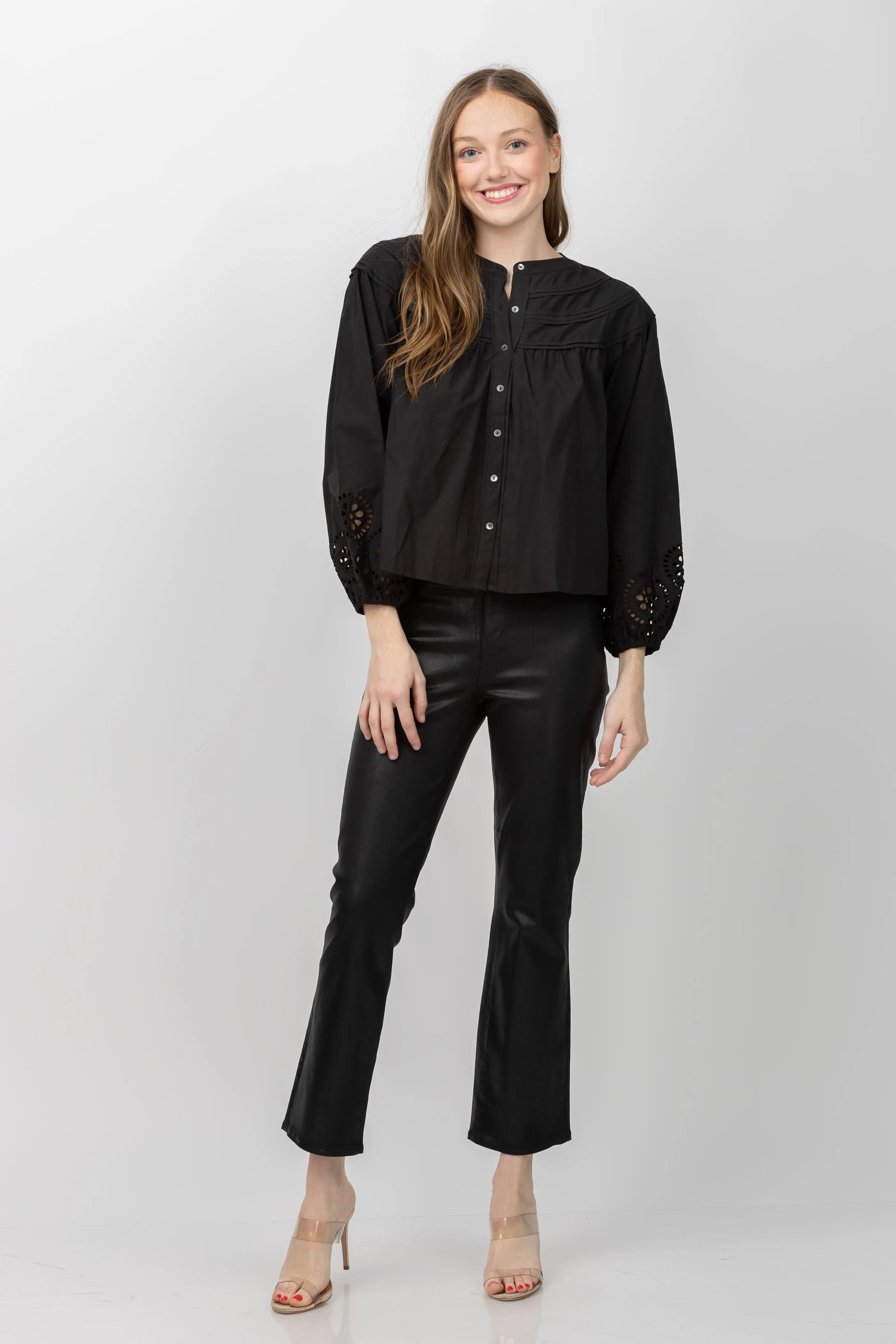 L'AGENCE Tati High Rise Crop Micro Boot Jeans in Noir Coated